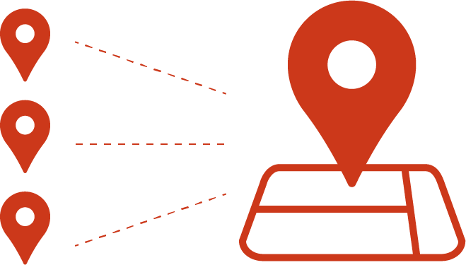 イラスト：Googleピンが集まっている